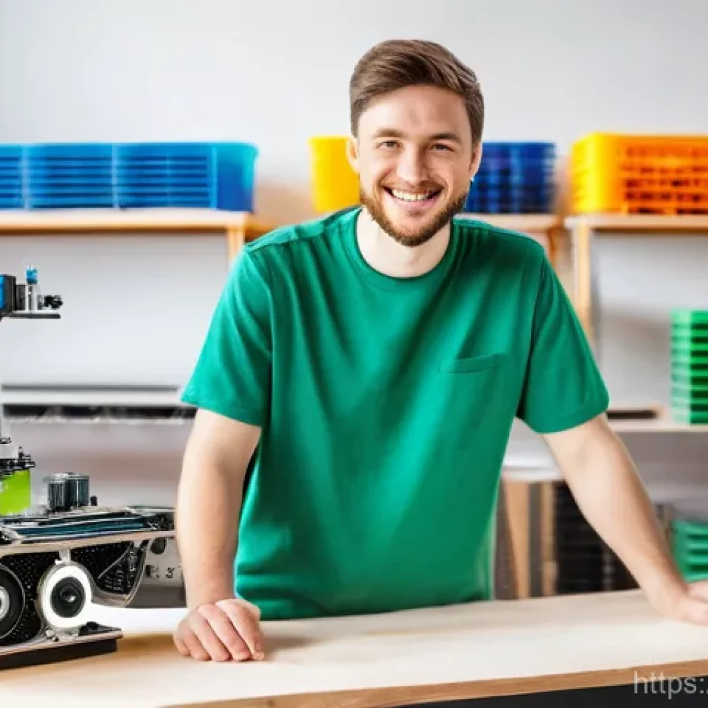 RC카의 지속가능한 재료 사용 - **Sustainable Innovation in a Modern Workshop:**
A male RC car enthusiast, appearing to be in hi...