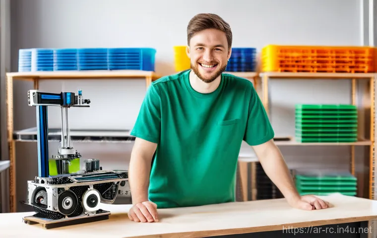 RC카의 지속가능한 재료 사용 - **Sustainable Innovation in a Modern Workshop:**
A male RC car enthusiast, appearing to be in hi...