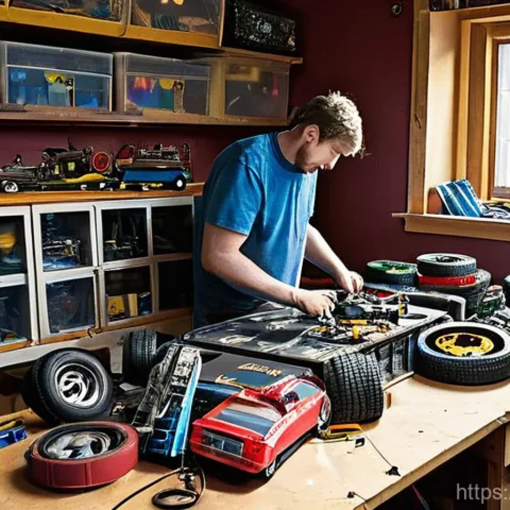 RC카의 경제적 생산 방식 - **Prompt 1: Resourceful RC Car Builder's Workshop**
A detailed, wide-angle shot of a hobbyist's ...