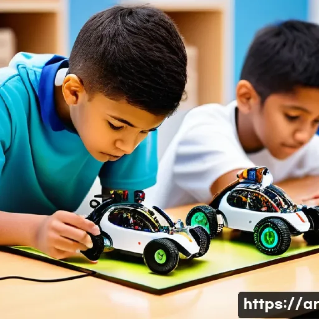 RC카와 로봇 기술의 접목 - **Prompt 1: Young Innovators and Their Smart RC Cars**
    "A vibrant, eye-level shot of a diverse g...