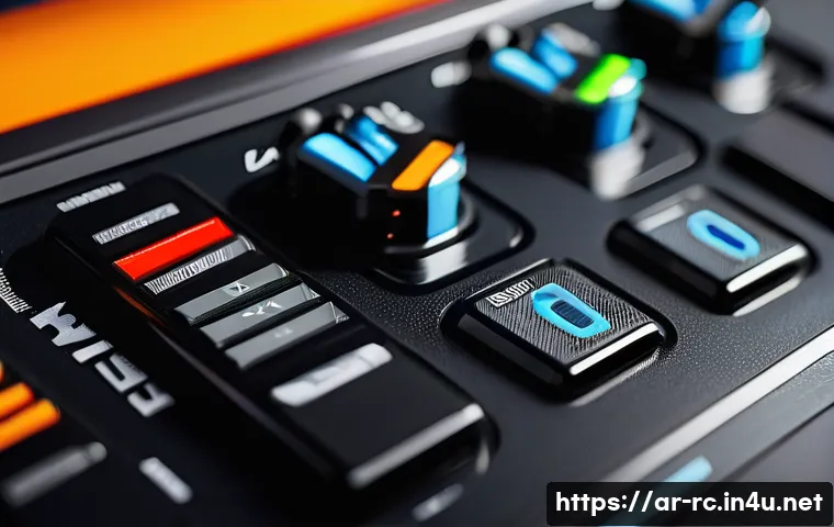 RC카와 관련된 기업 인터뷰 - A detailed close-up of a modern RC car controller system featuring a sleek