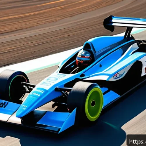 RC카에서 발생하는 공기역학 원리 - A detailed, close-up image of a high-performance RC car racing on a professional outdoor track in th...